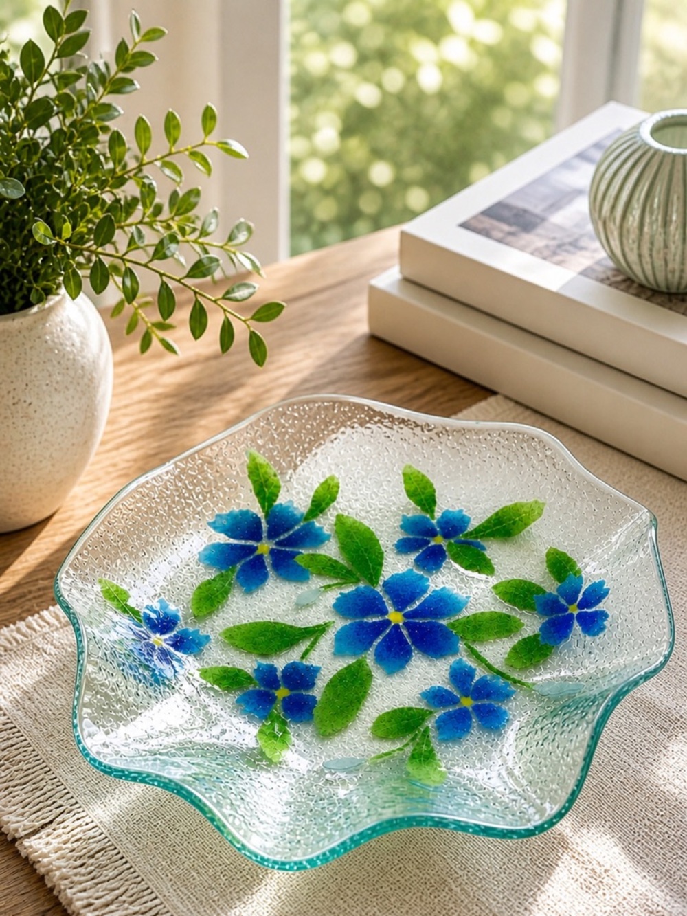 Sydenstricker Art Glass Bowl Signed Syd Blue Periwinkle 9.5”